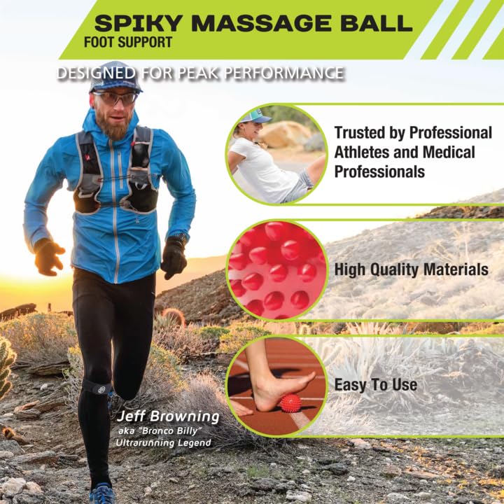 Pro - Tec Athletics High Density Spiky Massage Ball, Foot Massage Roller, Plantar Fasciitis Relief, Alleviates Arch and Heel Discomfort, Red (2.75 Inch Ball) - Fredhappy