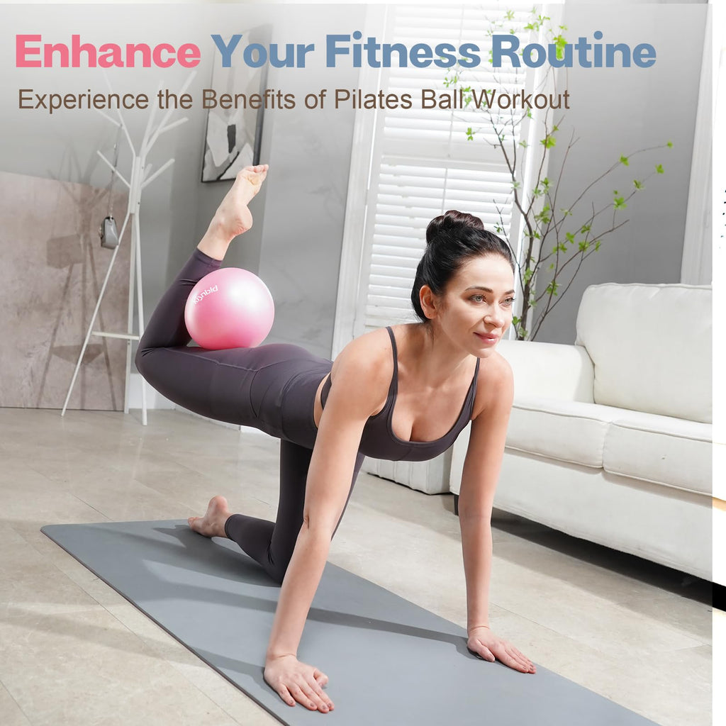 kisnbld Small Exercise Ball, 9 Inch Mini Pilates Ball, Anti Burst and Slip Resistant Mini Yoga Ball for Stability, Fitness, Physical Therapy, Stretching & Core Strength Workout at Home Gym & Office - Fredhappy