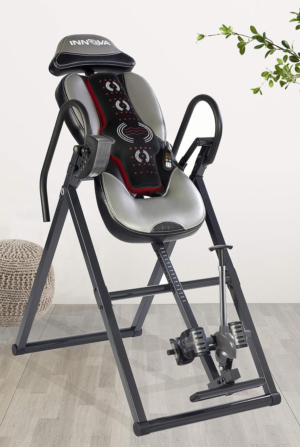 INNOVA HEALTH AND FITNESS ITM5900 Advanced Heat and Massage Inversion Table, Gray/Black - Fredhappy LLC