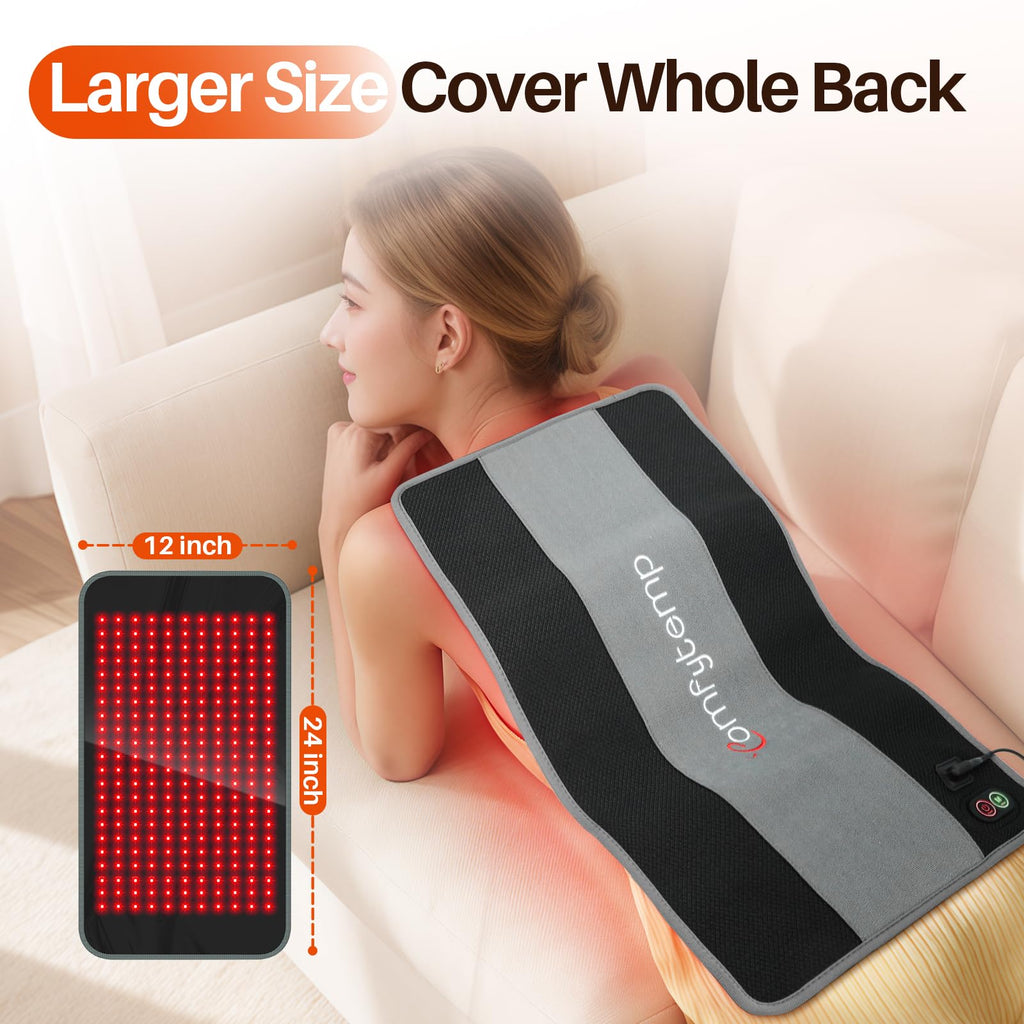 Comfytemp 24’’ x 12’’ Large Red Light Therapy Pad for Body, FSA Eligible HSA Near Infrared Light Therapy Wrap with Timer, 242 LEDs Light Therapy Pad for Back Shoulder Joint Muscle, 32W - Fredhappy