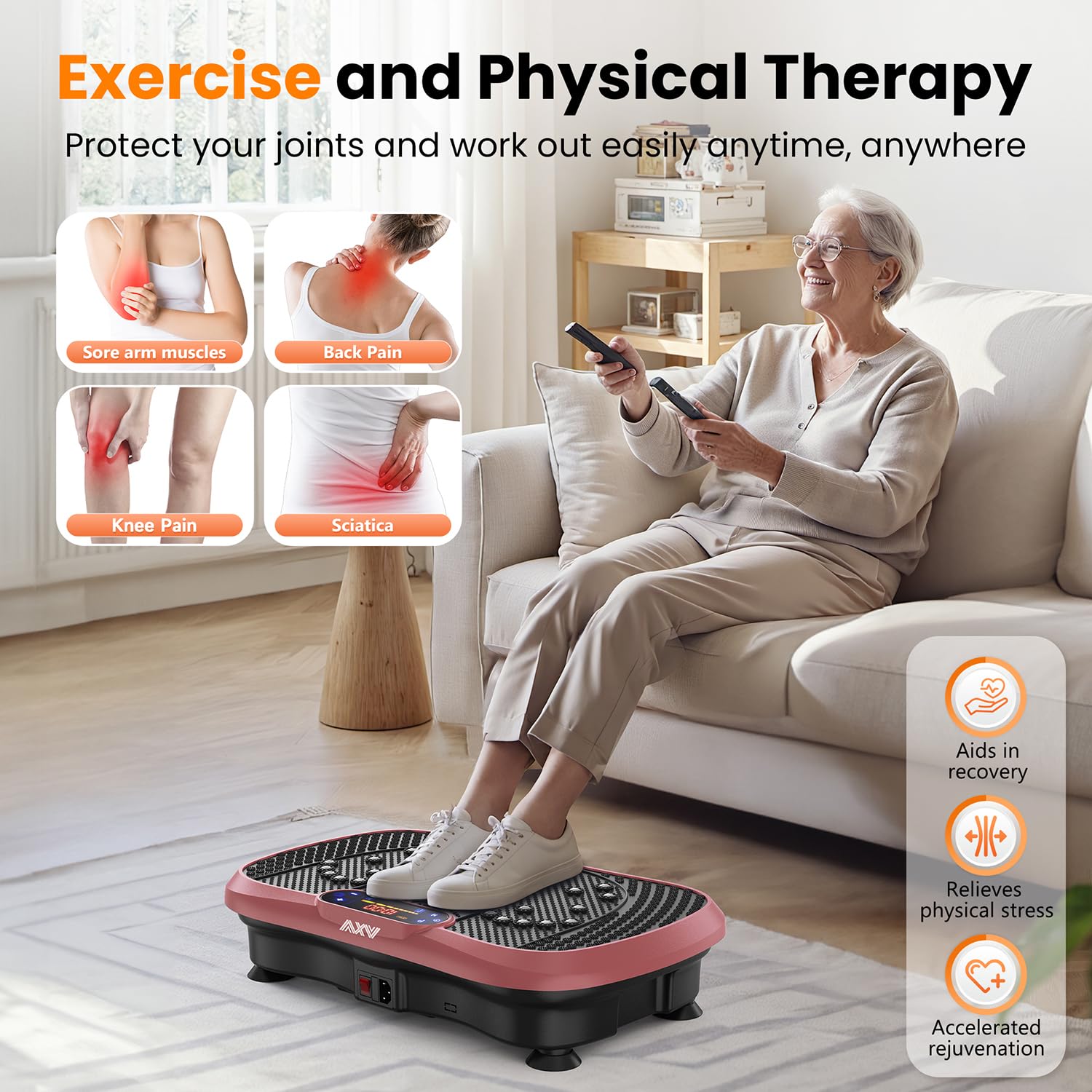 AXV Vibration Plate Fitness Platform Exercise Machine Vibrating Shaking Full Body Shaker Workout Vibrate Stand Shake Board Sport Gym for Weight Loss Fat Burner for Women Men - Fredhappy LLC