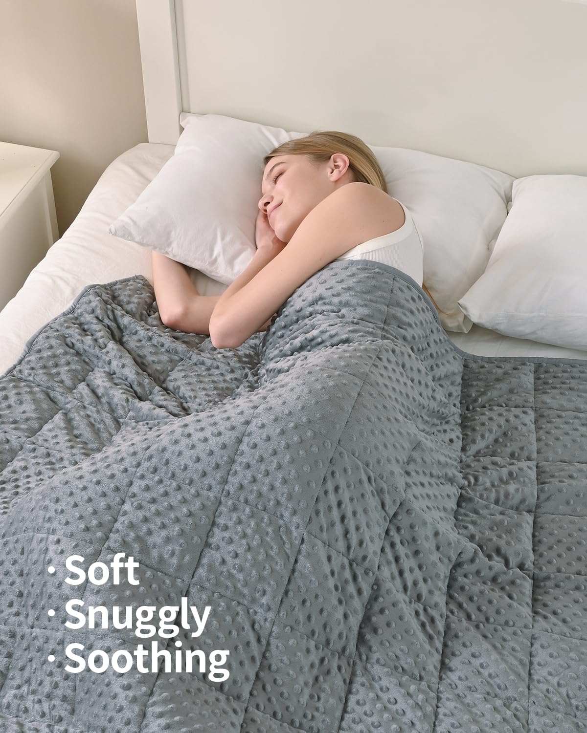 Mr. Sandman Weighted Blanket for Adults Queen Size 15 lbs, Soft Cooling Heavy Minky Blanket for Sleep, Washable Throw Blanket with Glass Beads, 60 x 80 Inches, Grey - Fredhappy