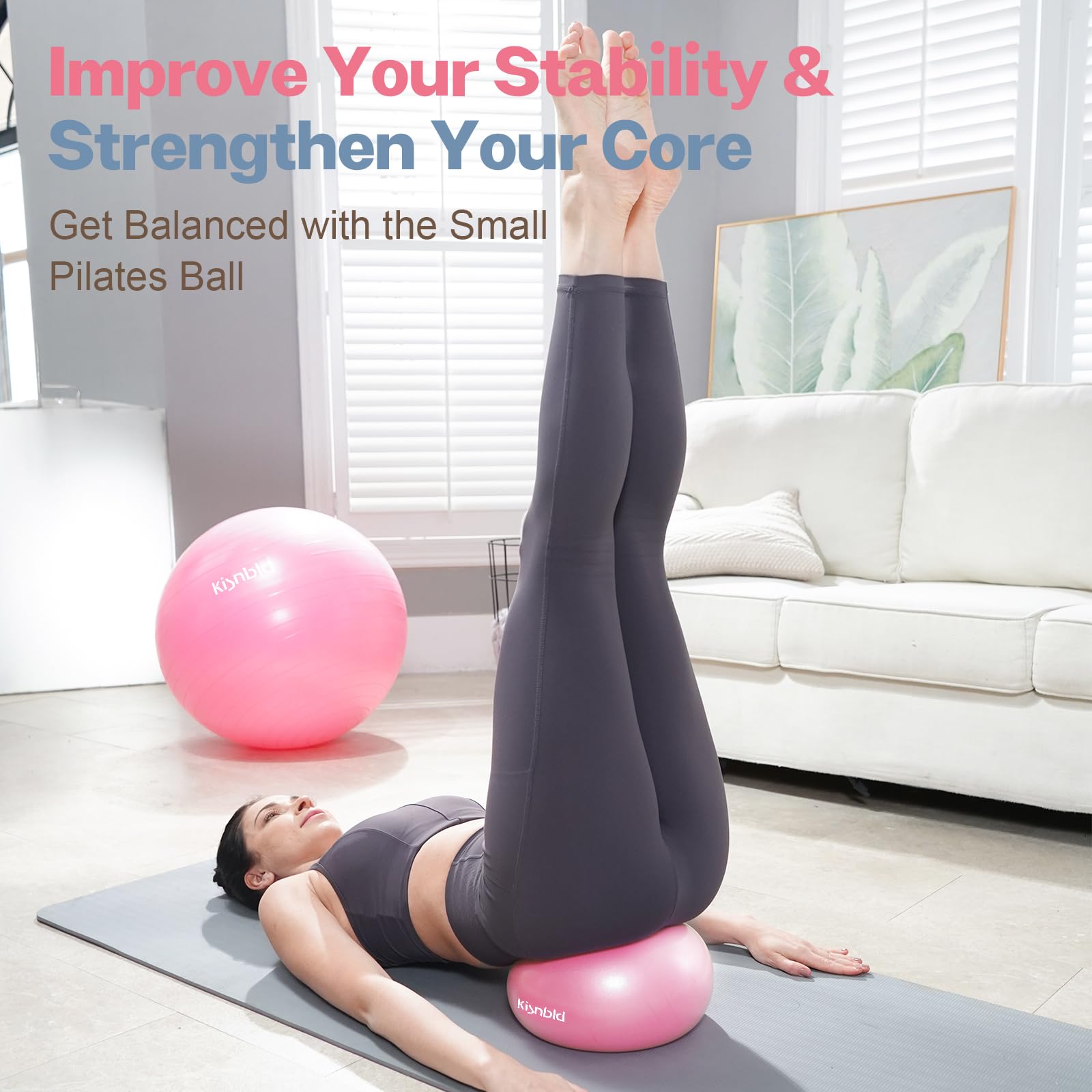kisnbld Small Exercise Ball, 9 Inch Mini Pilates Ball, Anti Burst and Slip Resistant Mini Yoga Ball for Stability, Fitness, Physical Therapy, Stretching & Core Strength Workout at Home Gym & Office - Fredhappy