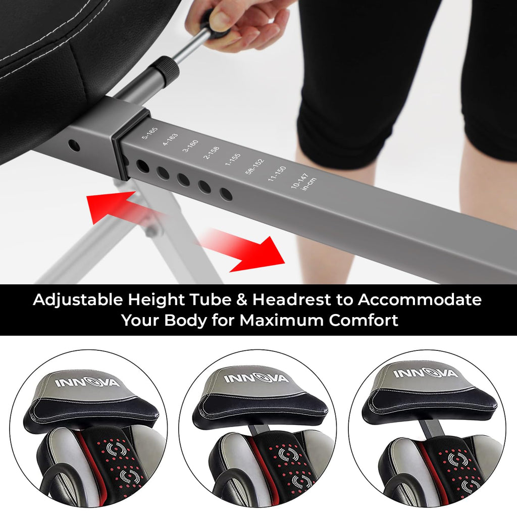 INNOVA HEALTH AND FITNESS ITM5900 Advanced Heat and Massage Inversion Table, Gray/Black - Fredhappy LLC