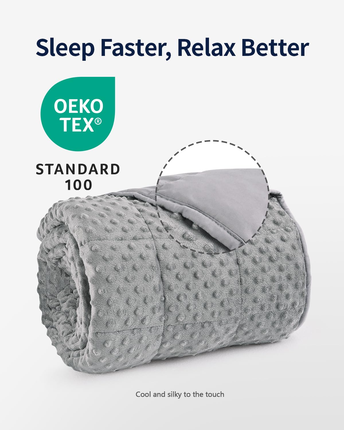 Mr. Sandman Weighted Blanket for Adults Queen Size 15 lbs, Soft Cooling Heavy Minky Blanket for Sleep, Washable Throw Blanket with Glass Beads, 60 x 80 Inches, Grey - Fredhappy