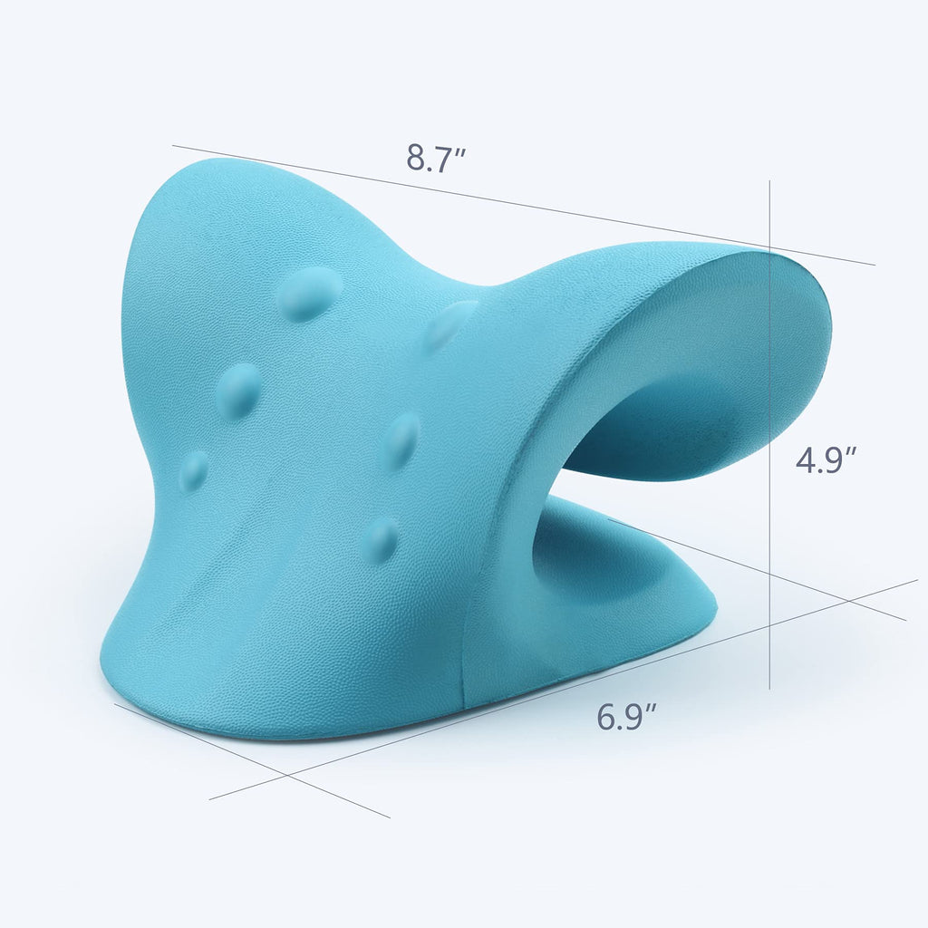 RESTCLOUD Neck and Shoulder Relaxer, Cervical Traction Device for TMJ Pain Relief and Cervical Spine Alignment, Chiropractic Pillow Neck Stretcher (Blue) - Fredhappy