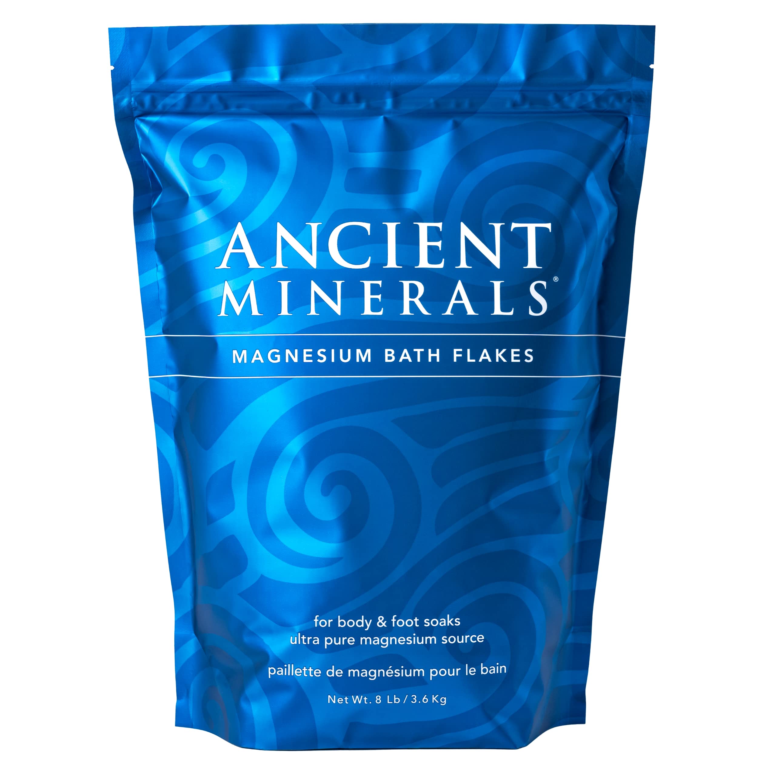 Ancient Minerals Magnesium Bath Flakes – Pure Zechstein Magnesium Chloride for Soaking and Whole - Body Replenishment, 8 lb Bag - Fredhappy