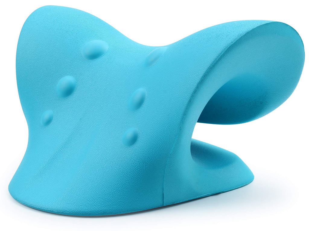 RESTCLOUD Neck and Shoulder Relaxer, Cervical Traction Device for TMJ Pain Relief and Cervical Spine Alignment, Chiropractic Pillow Neck Stretcher (Blue) - Fredhappy