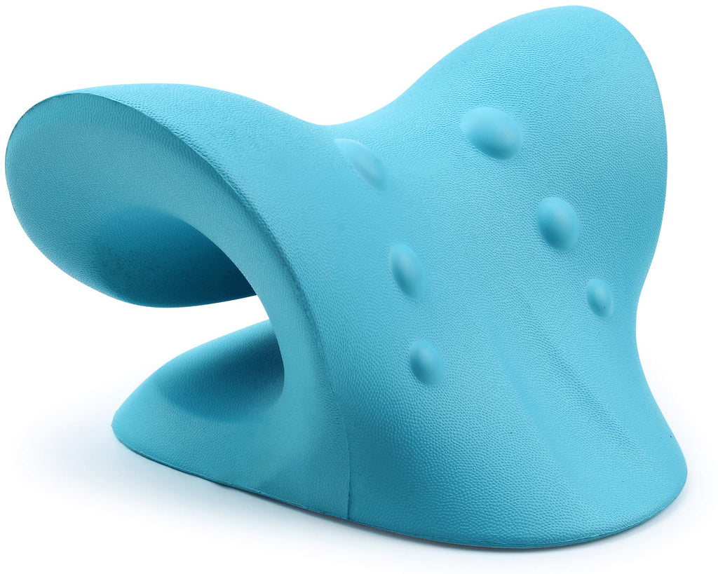 RESTCLOUD Neck and Shoulder Relaxer, Cervical Traction Device for TMJ Pain Relief and Cervical Spine Alignment, Chiropractic Pillow Neck Stretcher (Blue) - Fredhappy
