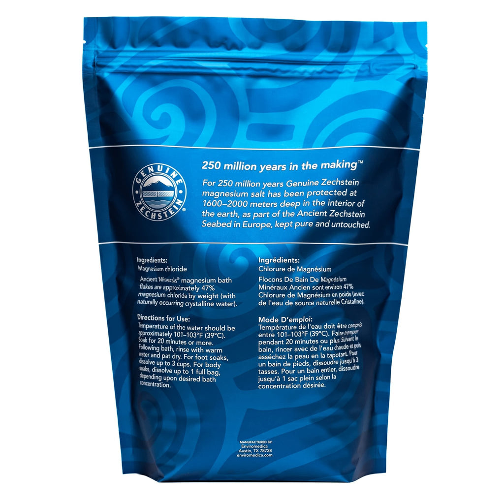 Ancient Minerals Magnesium Bath Flakes – Pure Zechstein Magnesium Chloride for Soaking and Whole - Body Replenishment, 8 lb Bag - Fredhappy